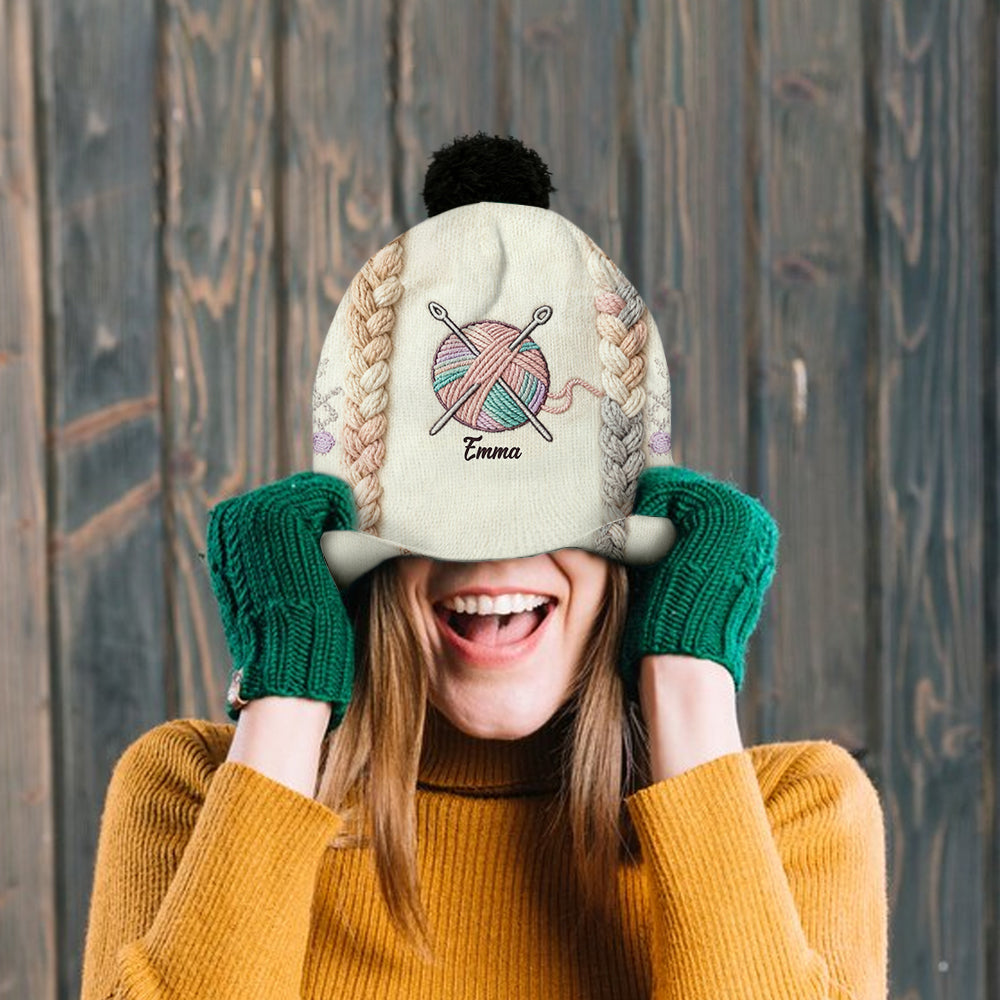 Crochet Makes Me Happy - Personalized Crocheting Beanie Hat