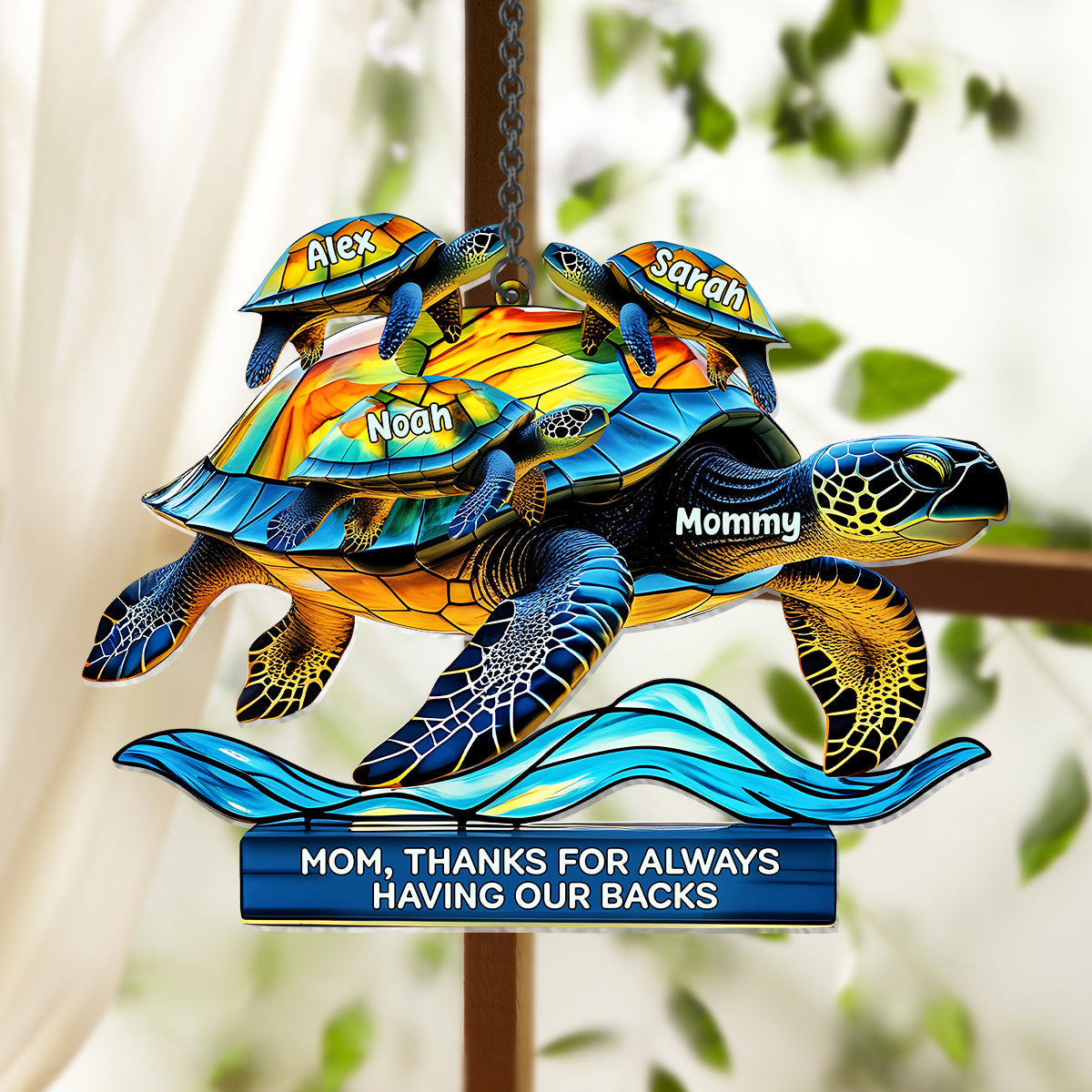 Mom, Thank For Always Having Out Back - Personalized Mother Window Hanging Suncatcher Ornament