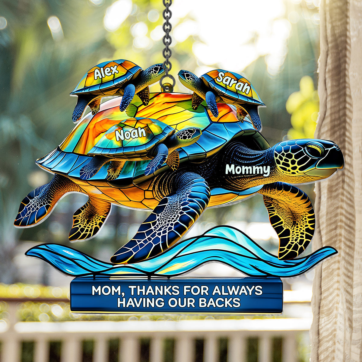 Mom, Thank For Always Having Out Back - Personalized Mother Window Hanging Suncatcher Ornament