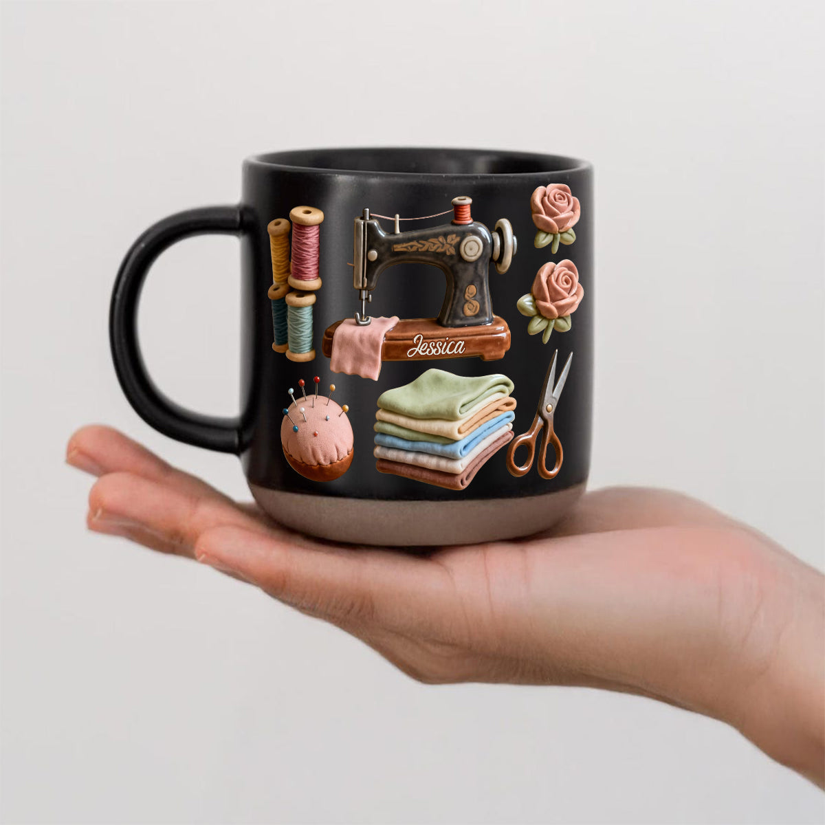Love Sewing - Personalized Sewing Printed Pottery Mug