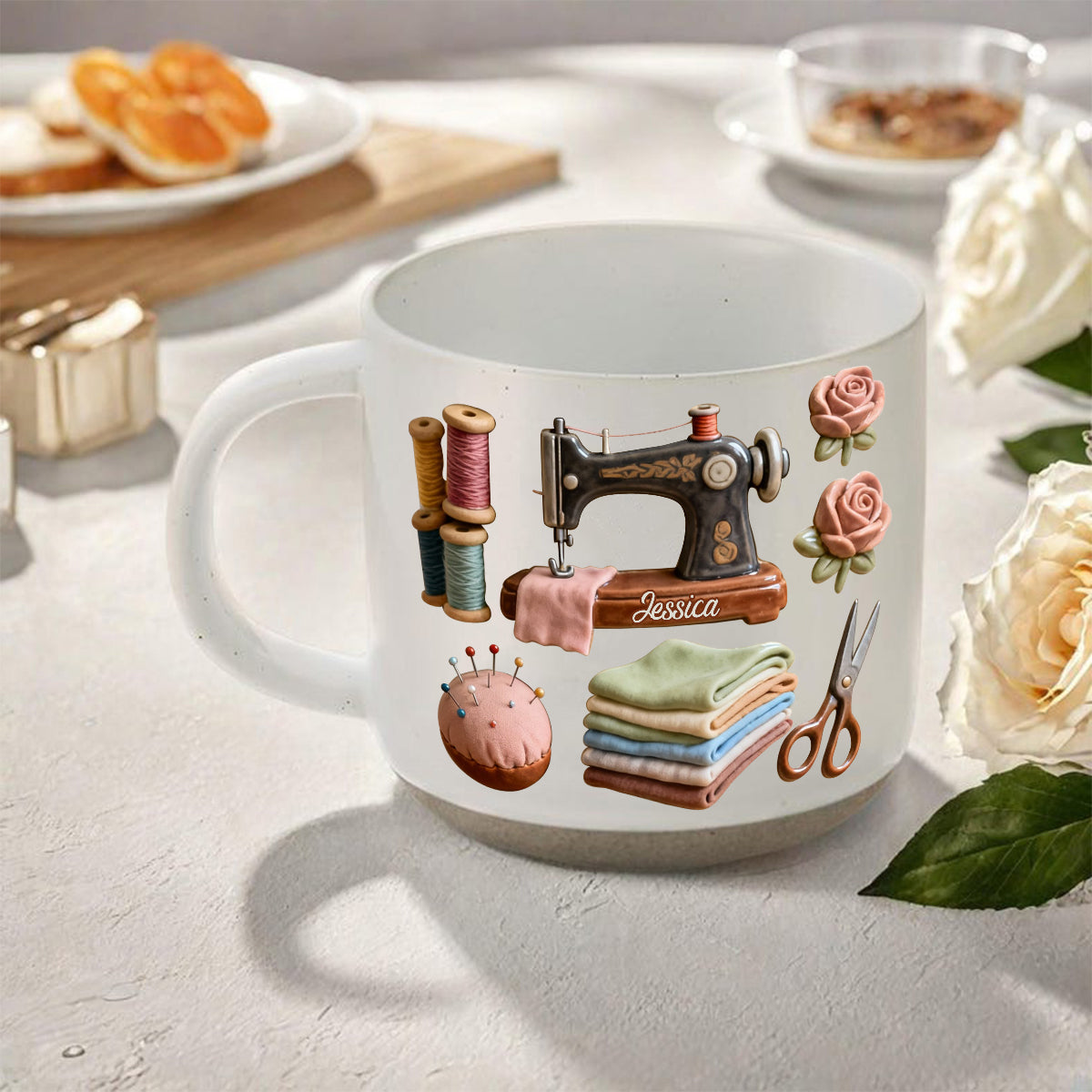 Love Sewing - Personalized Sewing Printed Pottery Mug