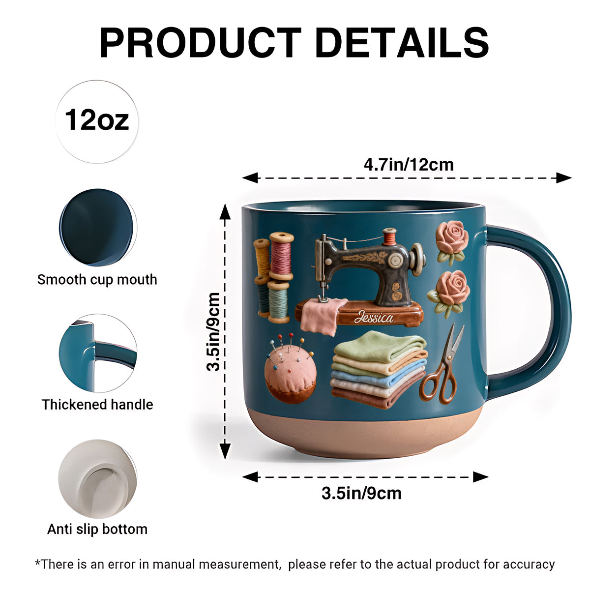 Love Sewing - Personalized Sewing Printed Pottery Mug