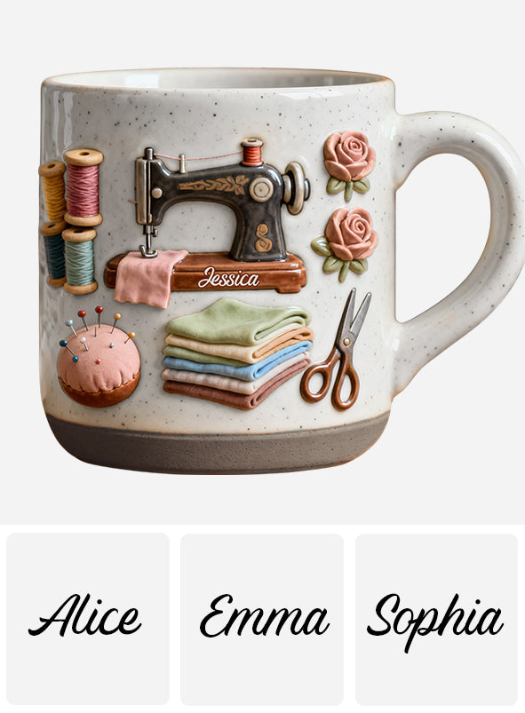 Love Sewing - Personalized Sewing Printed Pottery Mug