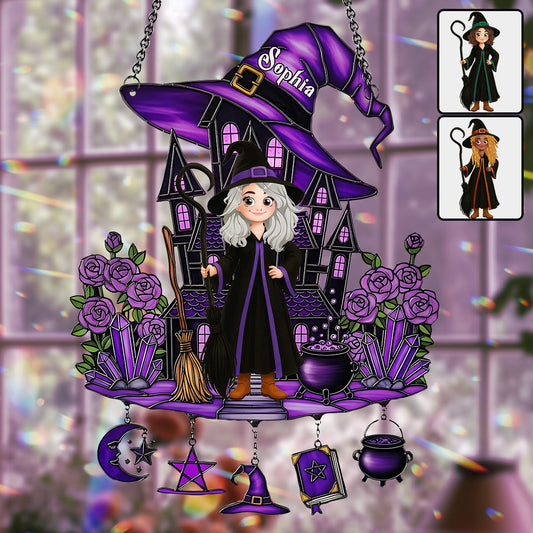Beautiful Witch - Personalized Witch Window Hanging Suncatcher With Charms