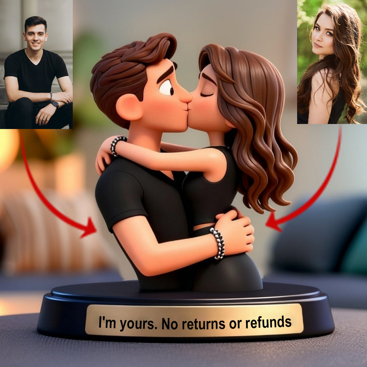 No Returns Or Refunds - Personalized Couple Custom Shaped Acrylic Plaque