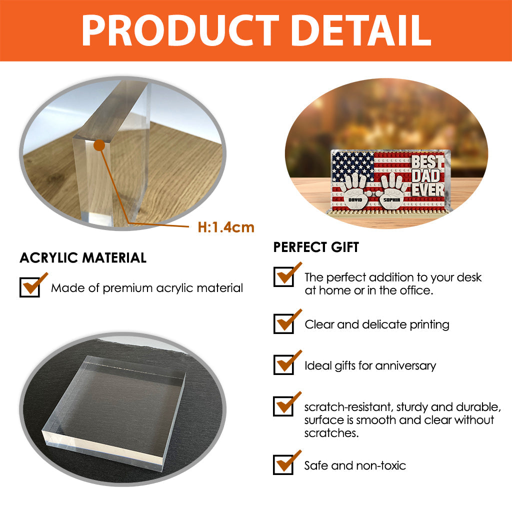 Best Dad Ever Table Decor - Personalized Father Custom Shaped Acrylic Plaque