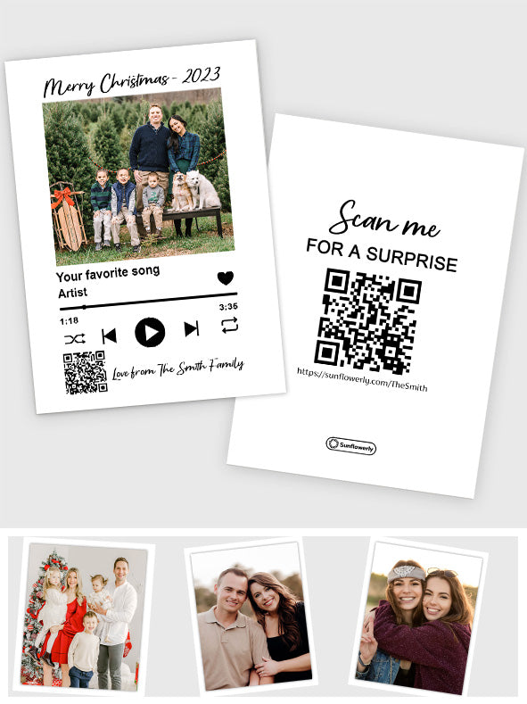 Christmas Favorite Songs With Photo Upload - Personalized QR Greeting Card