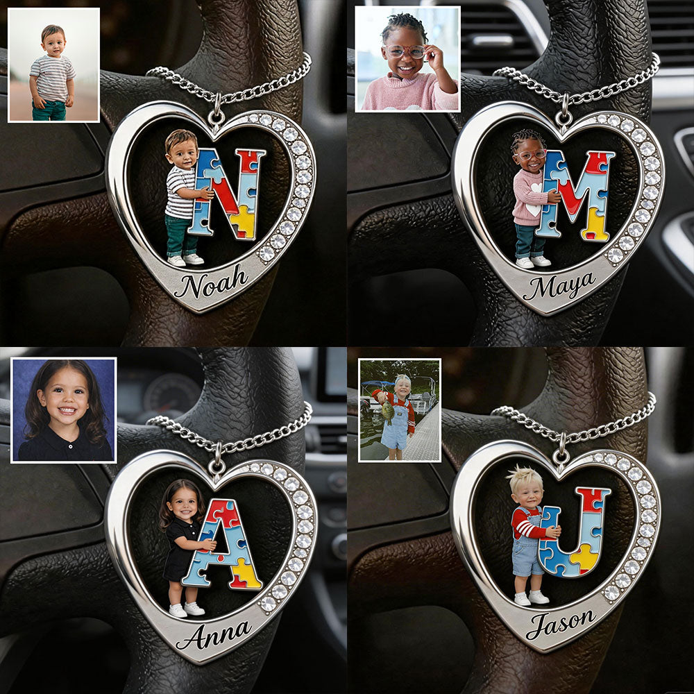 Custom From Any Photo, Car Interior Decoration, Steering Wheel Rosary Charm - Personalized Autism Awareness Bracelet With Charms