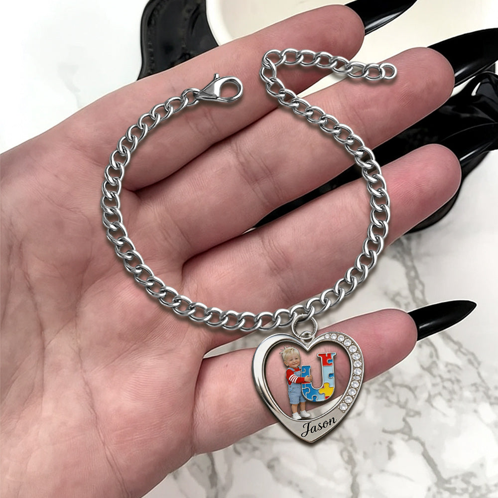 Custom From Any Photo, Car Interior Decoration, Steering Wheel Rosary Charm - Personalized Autism Awareness Bracelet With Charms