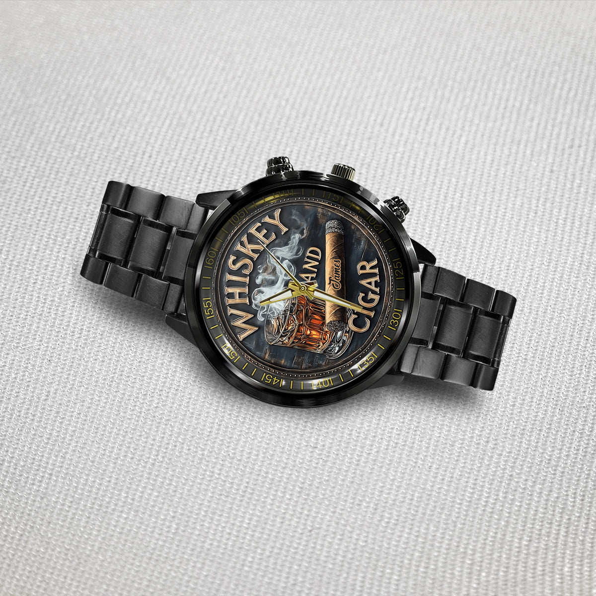 Whiskey And Cigar - Personalized Whisky Hand Watch