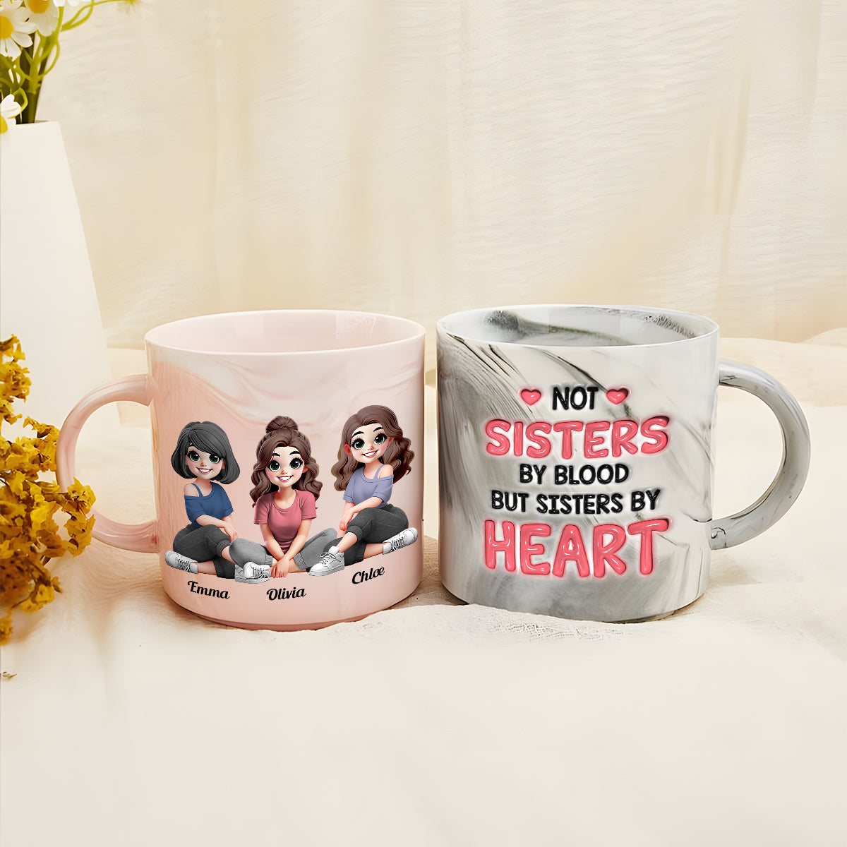 Sister By Heart - Personalized Bestie Marble Mug