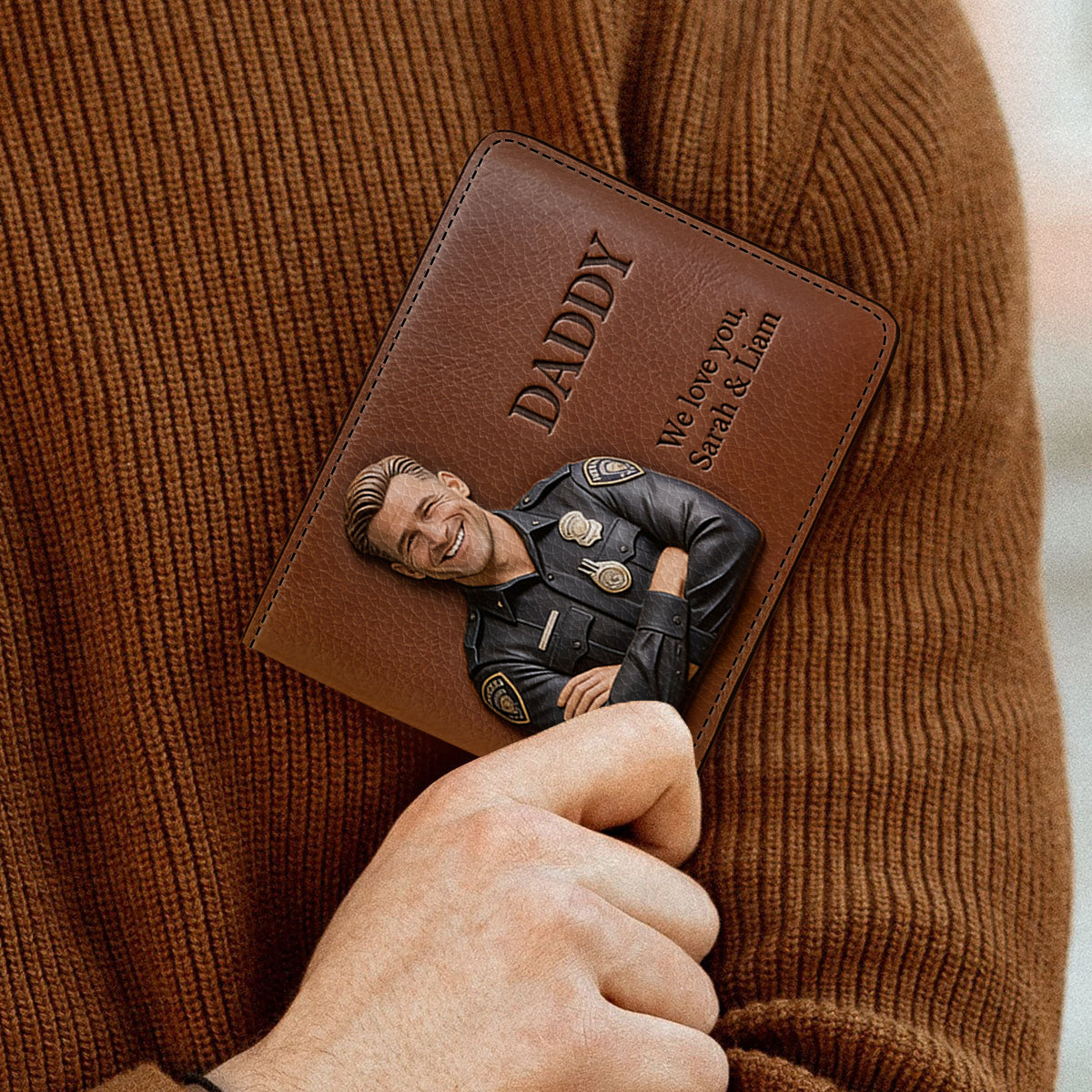 Custom Any Photo - Personalized Police Officer Leather Wallet