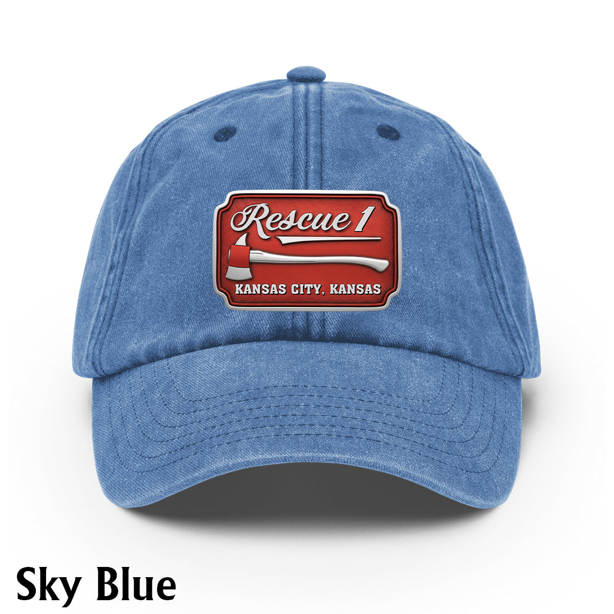 Due Fire Department Hat - Personalized Firefighter Washed Denim Cap