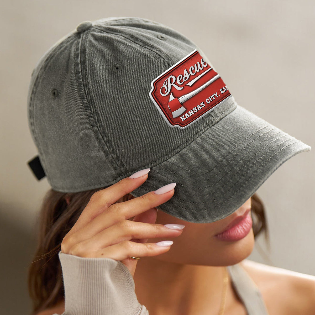 Due Fire Department Hat - Personalized Firefighter Washed Denim Cap
