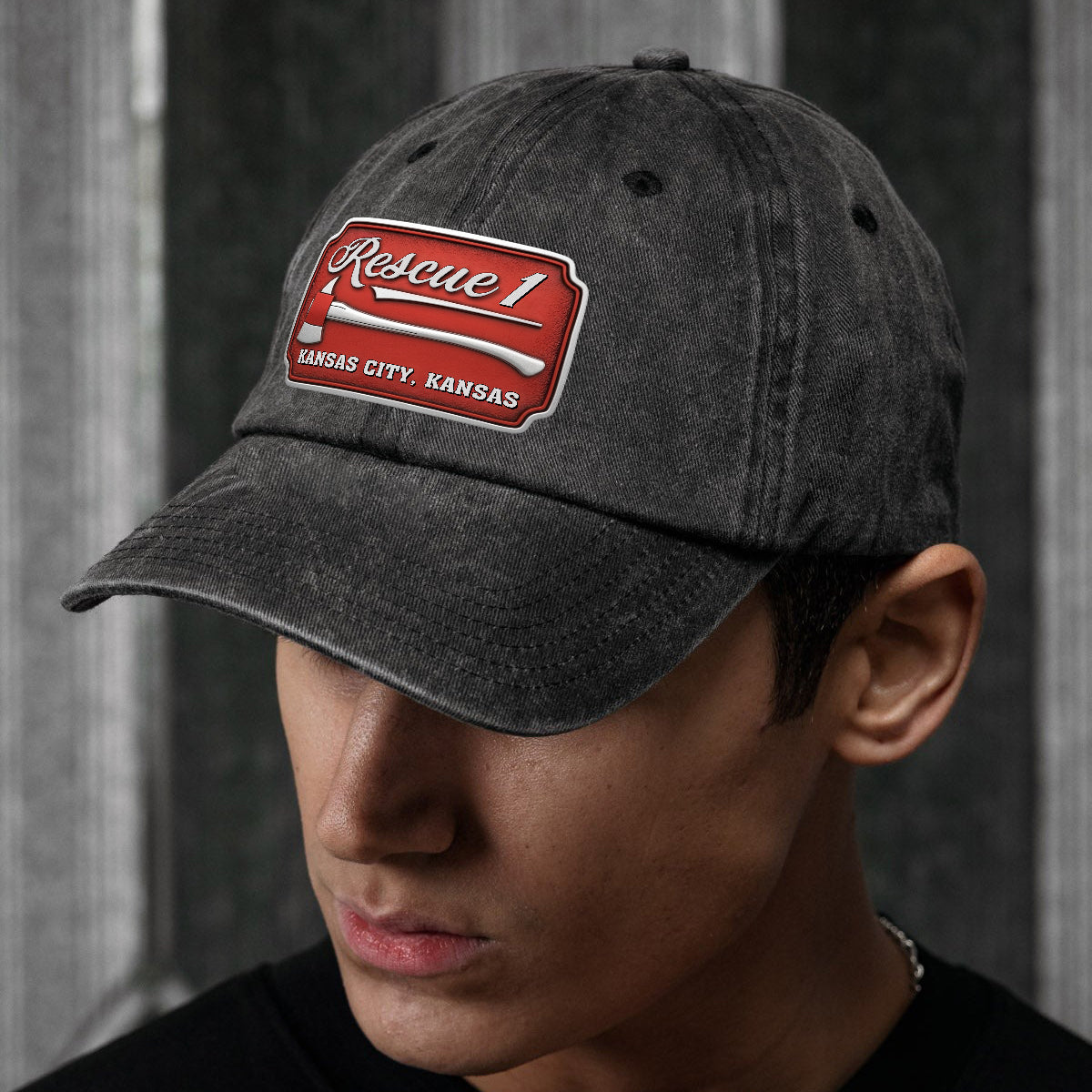 Due Fire Department Hat - Personalized Firefighter Washed Denim Cap