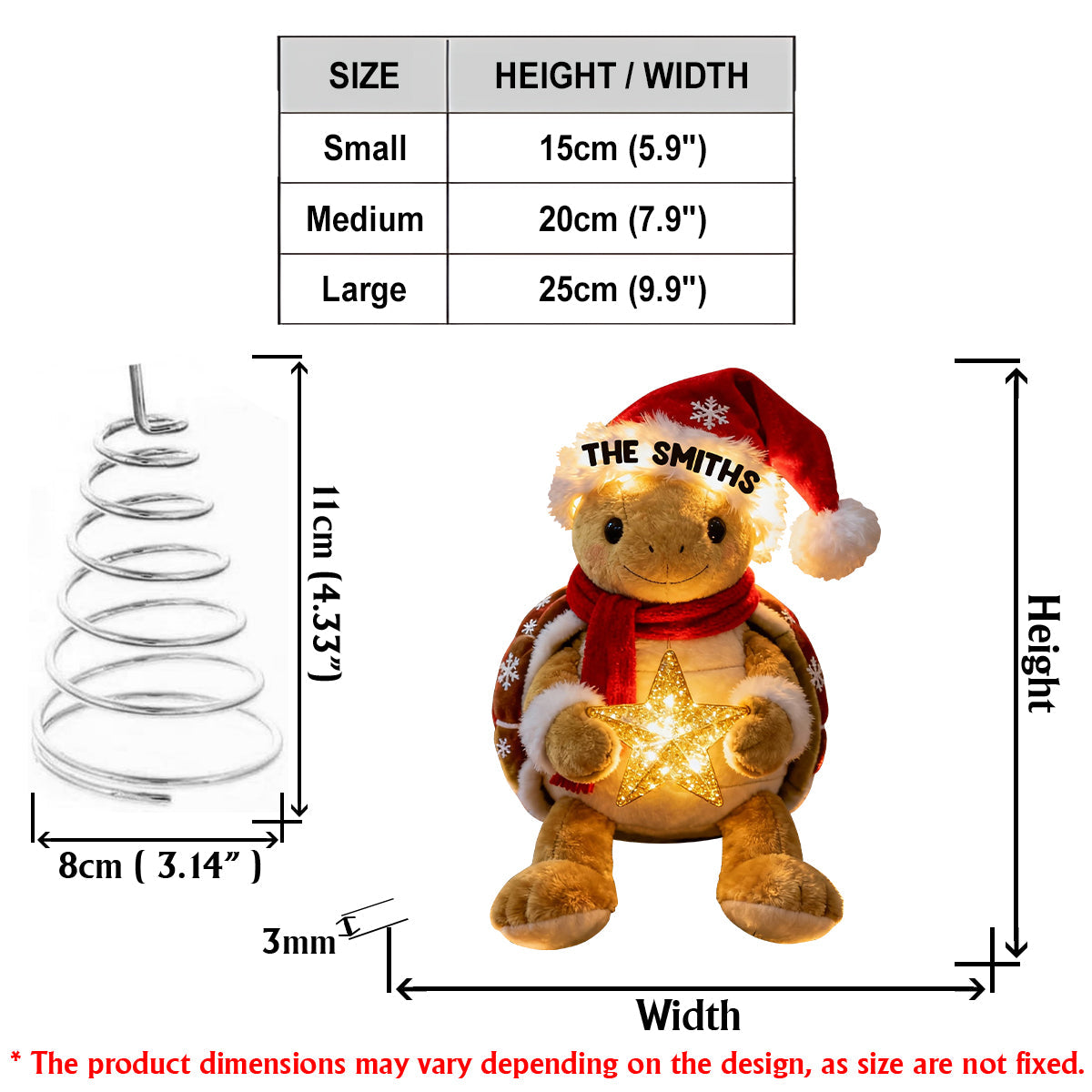 Merry Christmas - Personalized Turtle LED Light Tree Topper