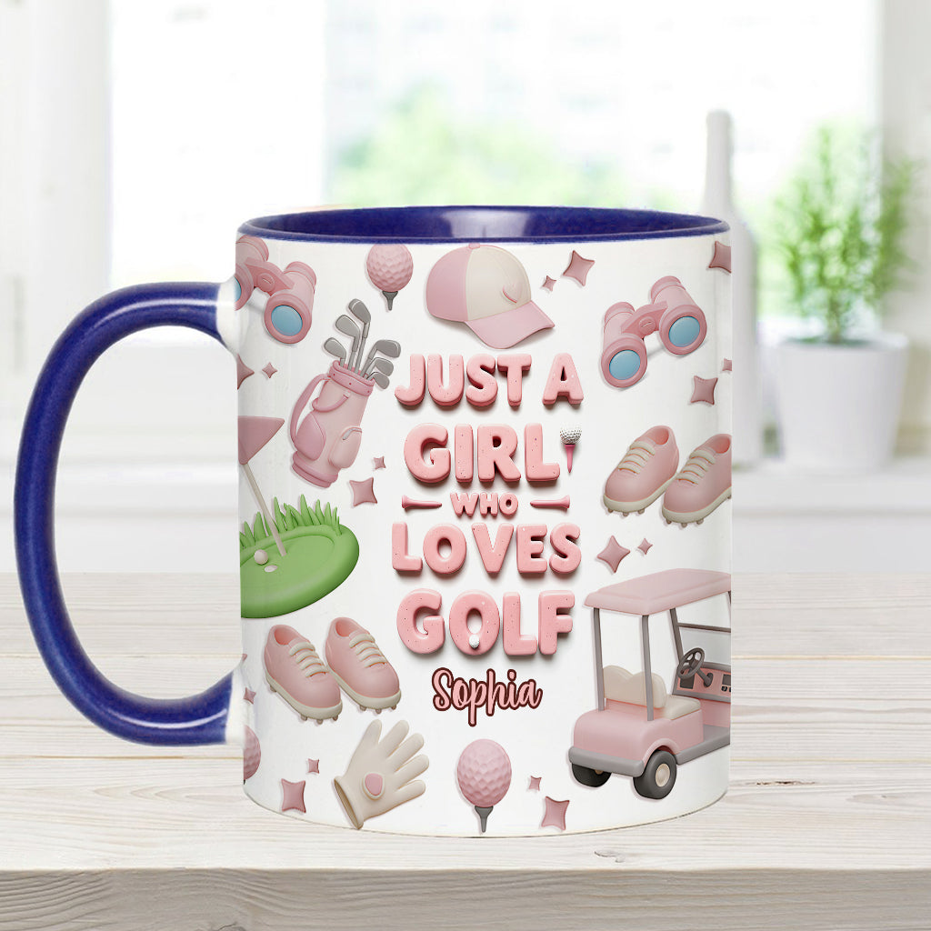 Just A Girl Who Loves Golf - Personalized Golf Accent Mug