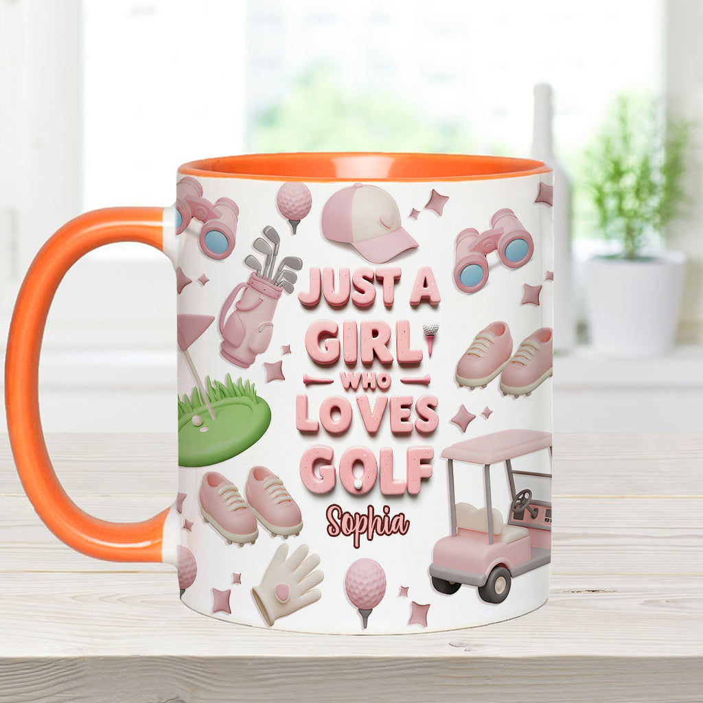 Just A Girl Who Loves Golf - Personalized Golf Accent Mug