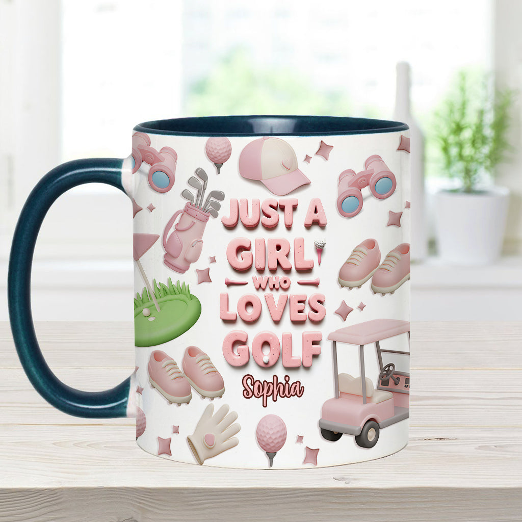 Just A Girl Who Loves Golf - Personalized Golf Accent Mug