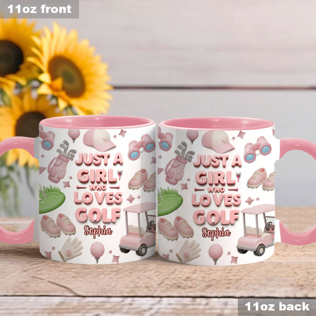 Just A Girl Who Loves Golf - Personalized Golf Accent Mug