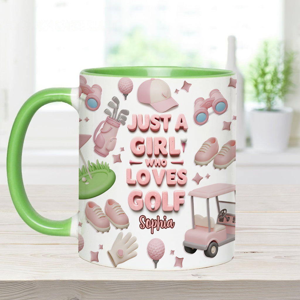 Just A Girl Who Loves Golf - Personalized Golf Accent Mug