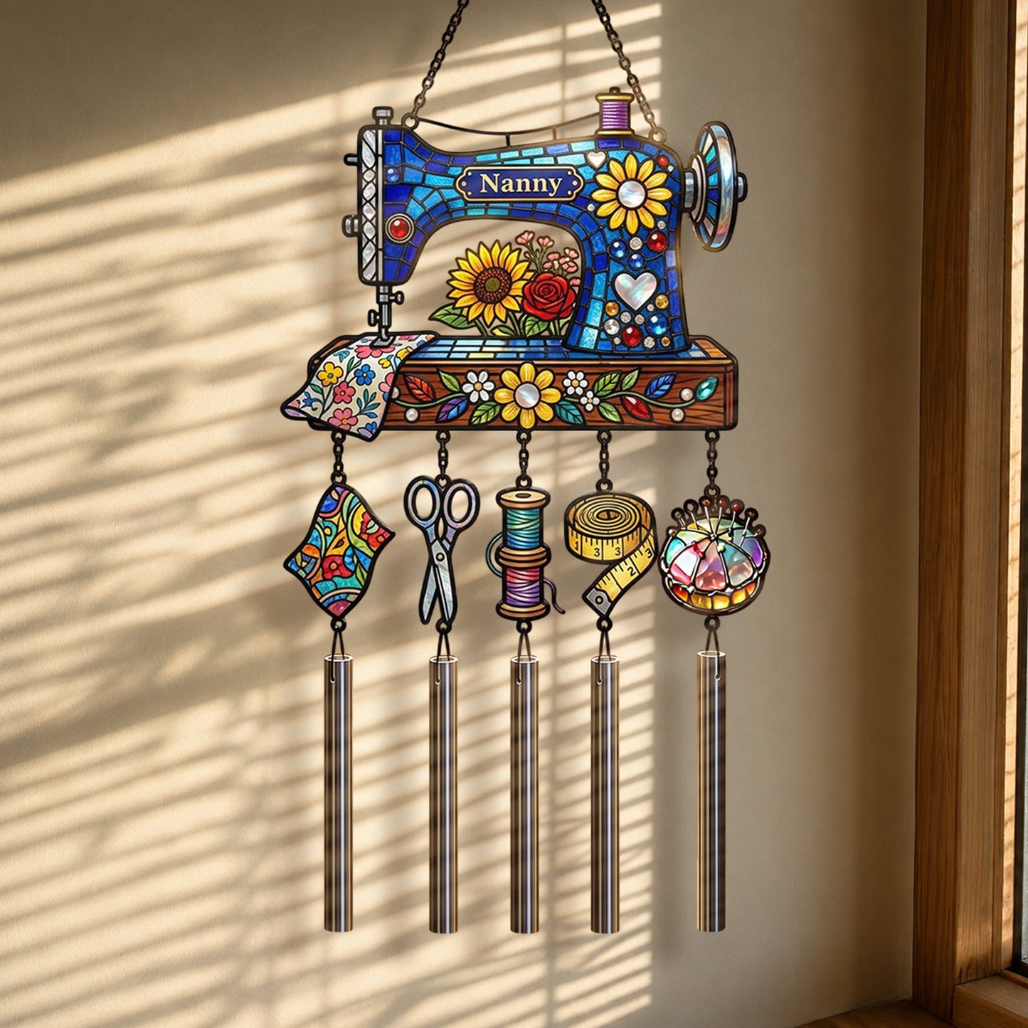 Sewing Is My Therapy - Personalized Sewing Wind Chime With Charm