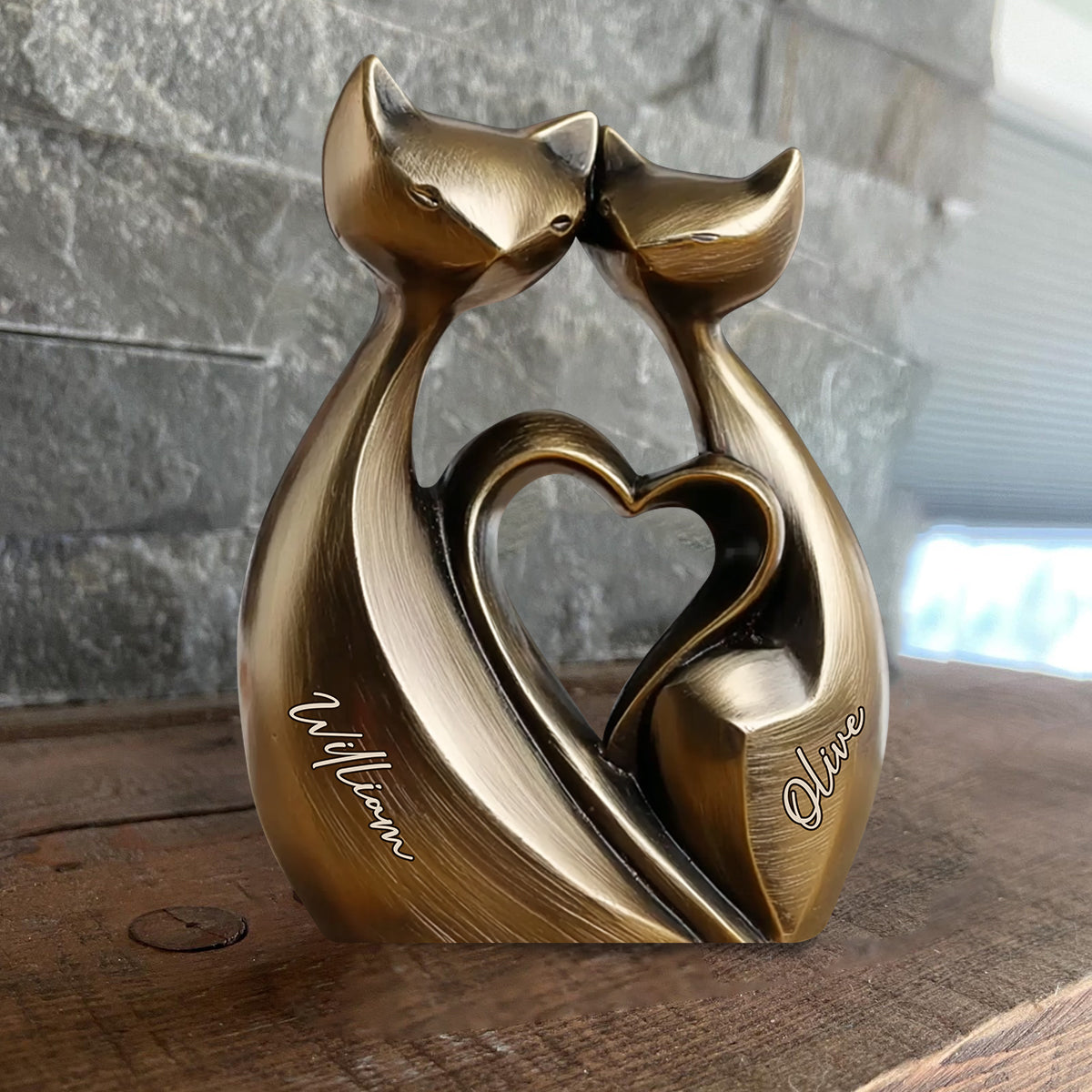 Anniversary Gifts Couple Cat - Personalized Couple Custom Shaped Wood Plaque