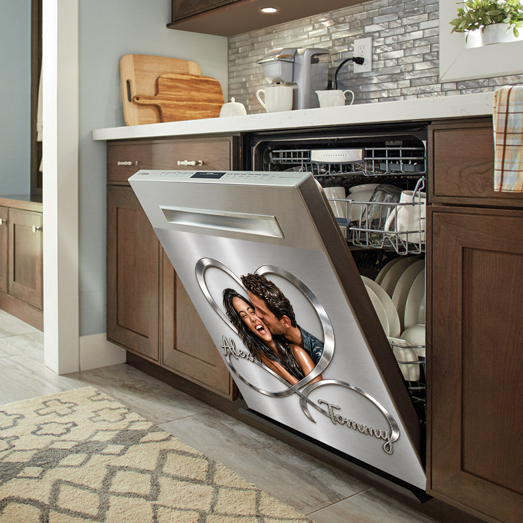 Custom Photo Infinite Love - Personalized Couple Dishwasher Cover