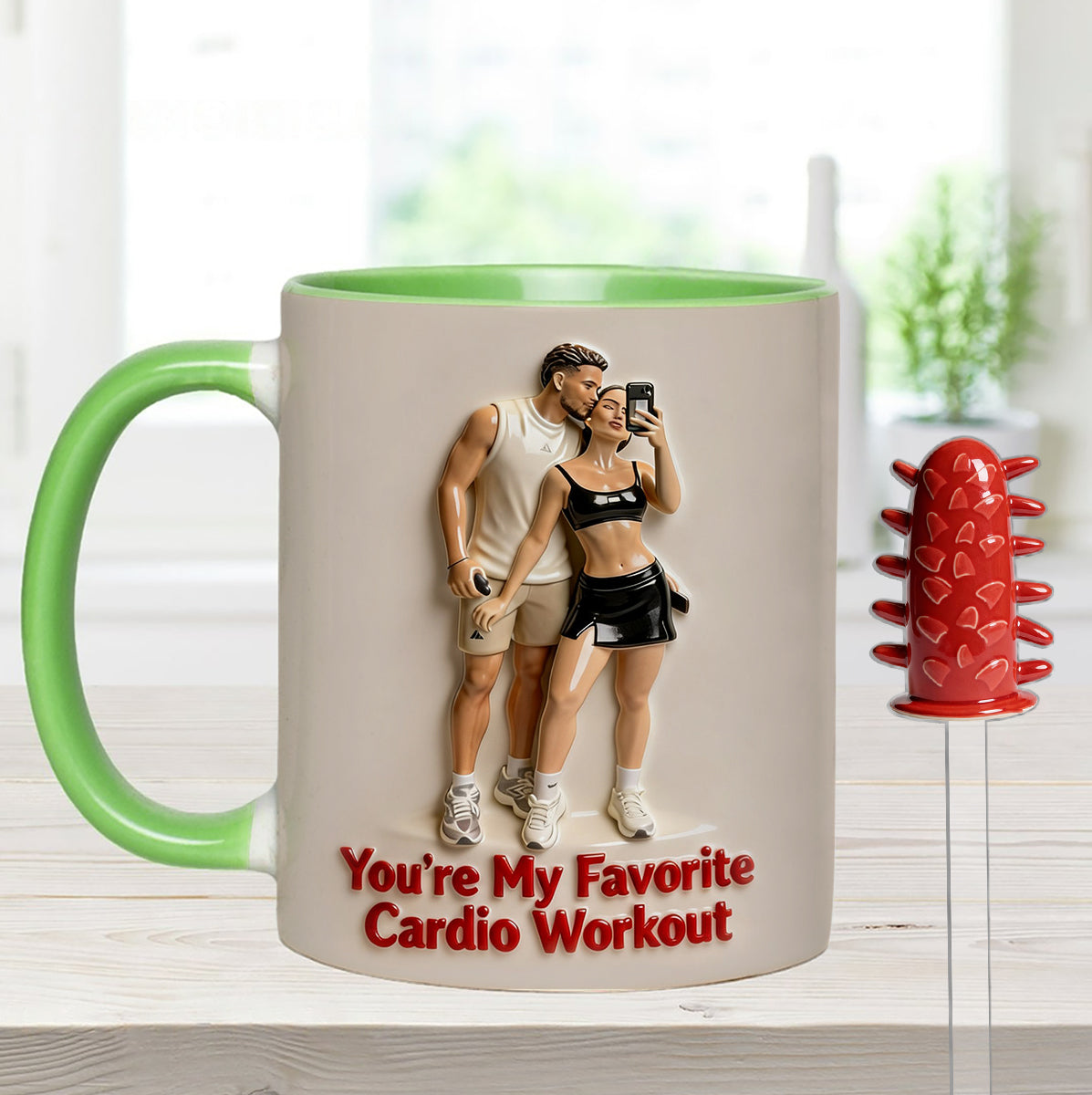 Custom From Any Photo - Personalized Spicy Couple Set Accent Mug with Acrylic Stirrers