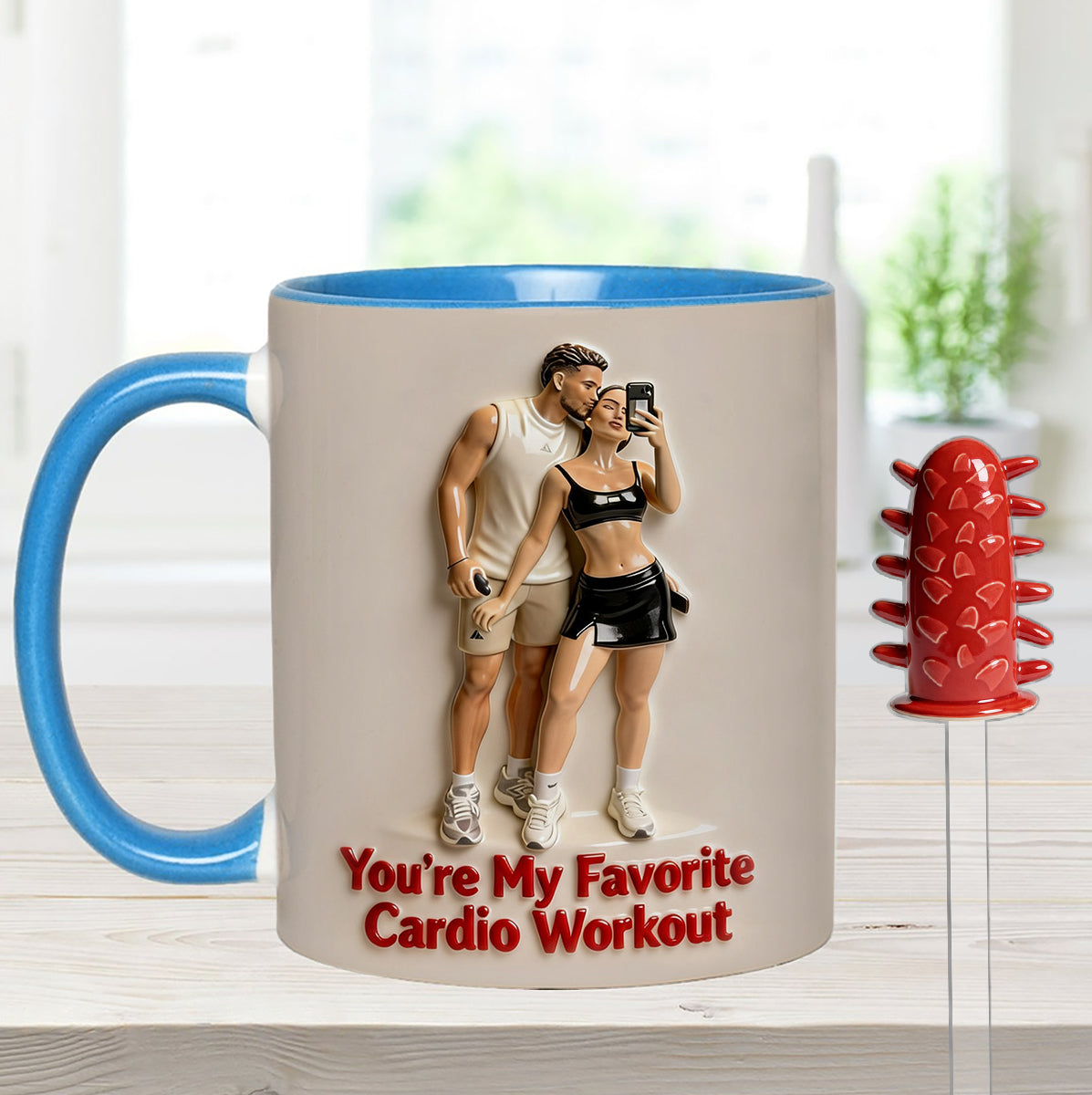 Custom From Any Photo - Personalized Spicy Couple Set Accent Mug with Acrylic Stirrers