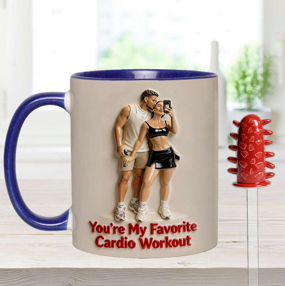 Custom From Any Photo - Personalized Spicy Couple Set Accent Mug with Acrylic Stirrers
