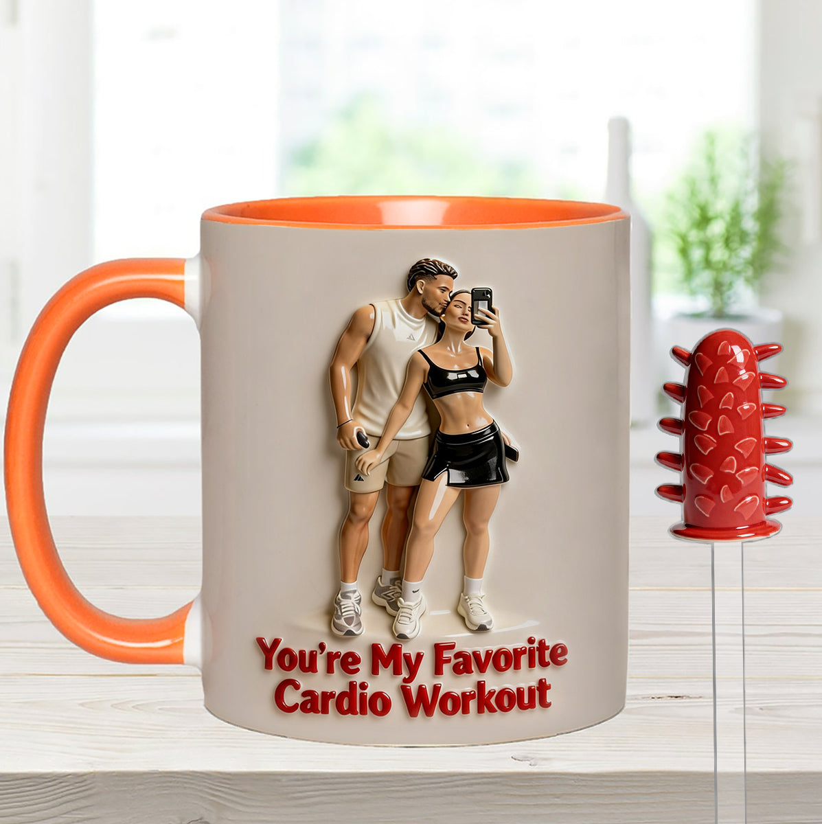 Custom From Any Photo - Personalized Spicy Couple Set Accent Mug with Acrylic Stirrers