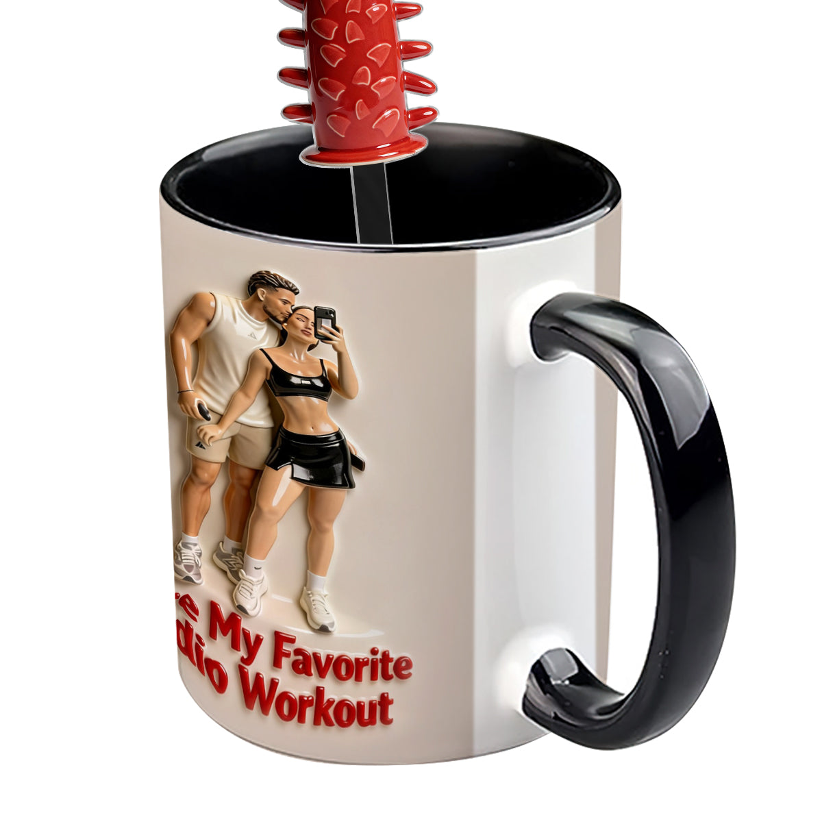 Custom From Any Photo - Personalized Spicy Couple Set Accent Mug with Acrylic Stirrers