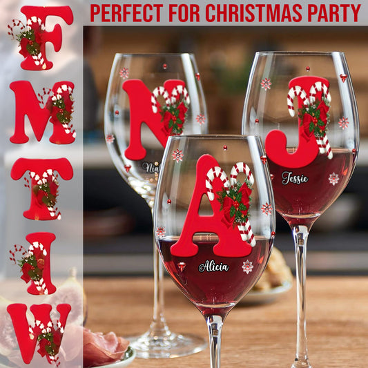 Merry Christmas - Personalized Family Wine Glass With Long Stem