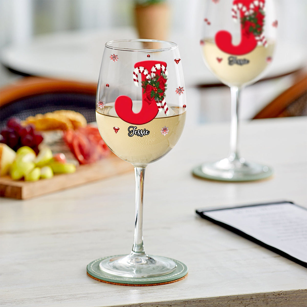 Merry Christmas - Personalized Family Wine Glass With Long Stem