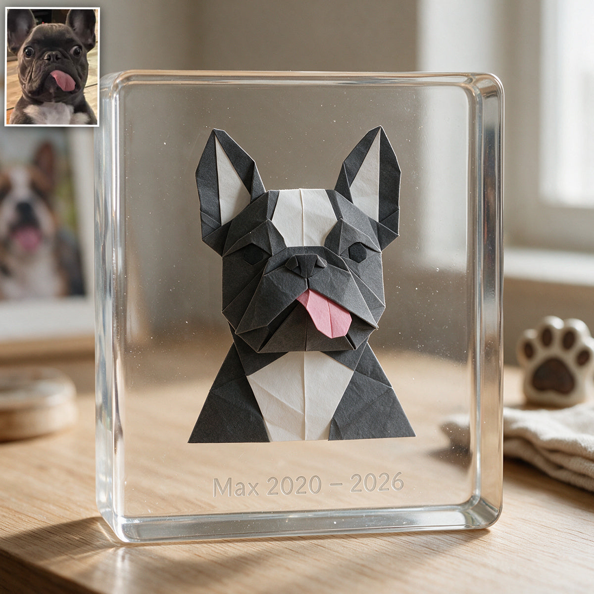 Origami Custom Photo Pet Dog Cat Lovers - Personalized Dog Custom Shaped Acrylic Plaque