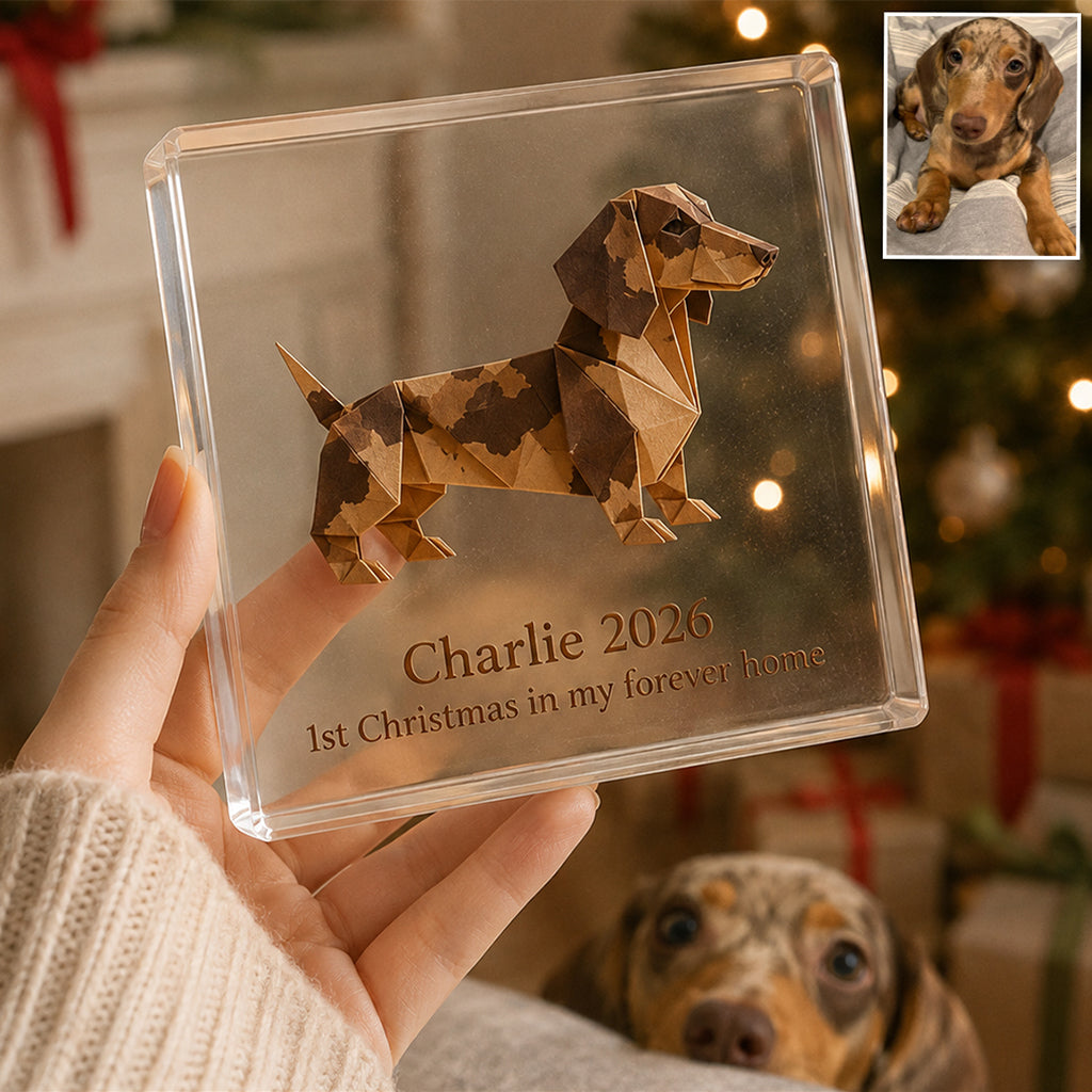 Origami Custom Photo Pet Dog Cat Lovers - Personalized Dog Custom Shaped Acrylic Plaque