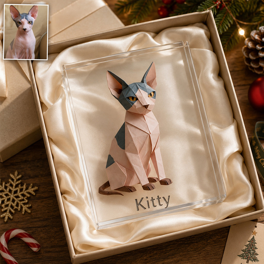 Origami Custom Photo Pet Dog Cat Lovers - Personalized Dog Custom Shaped Acrylic Plaque