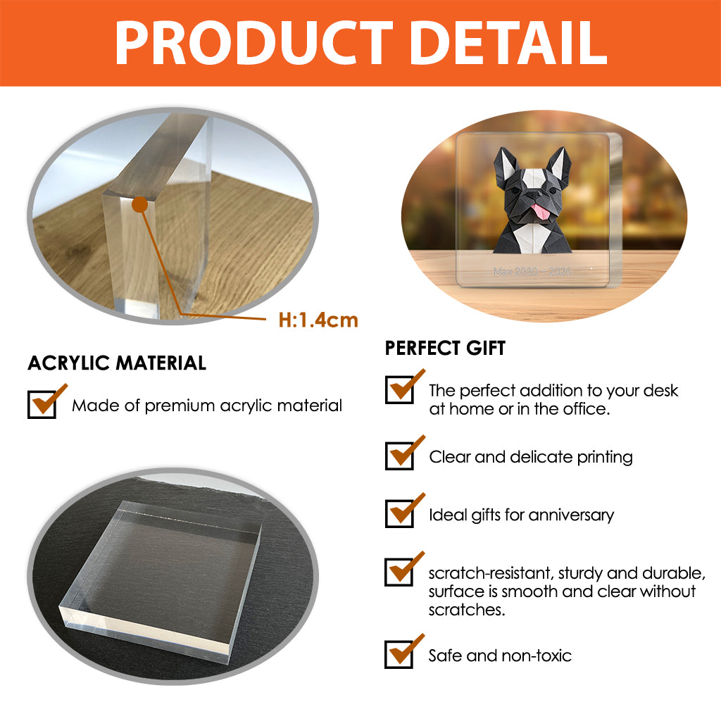 Origami Custom Photo Pet Dog Cat Lovers - Personalized Dog Custom Shaped Acrylic Plaque