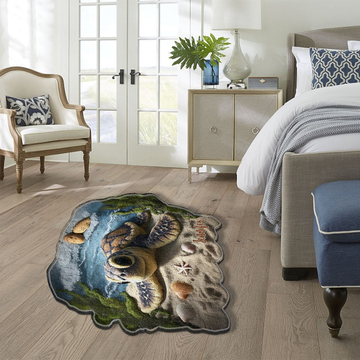 Sea You Soon - Personalized Turtle Non-Slip Tufted Rug