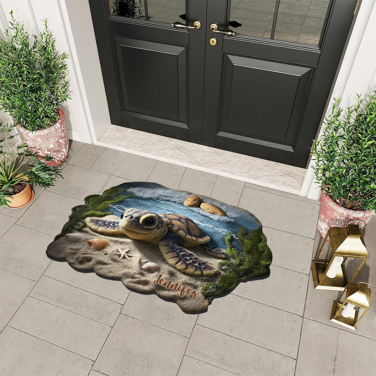 Sea You Soon - Personalized Turtle Non-Slip Tufted Rug