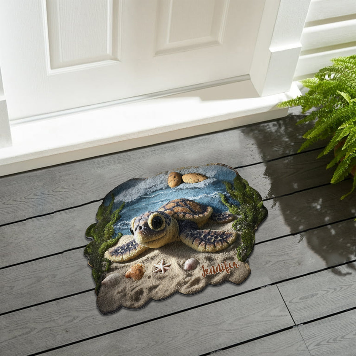 Sea You Soon - Personalized Turtle Non-Slip Tufted Rug