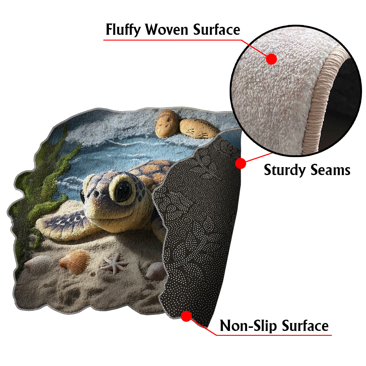 Sea You Soon - Personalized Turtle Non-Slip Tufted Rug