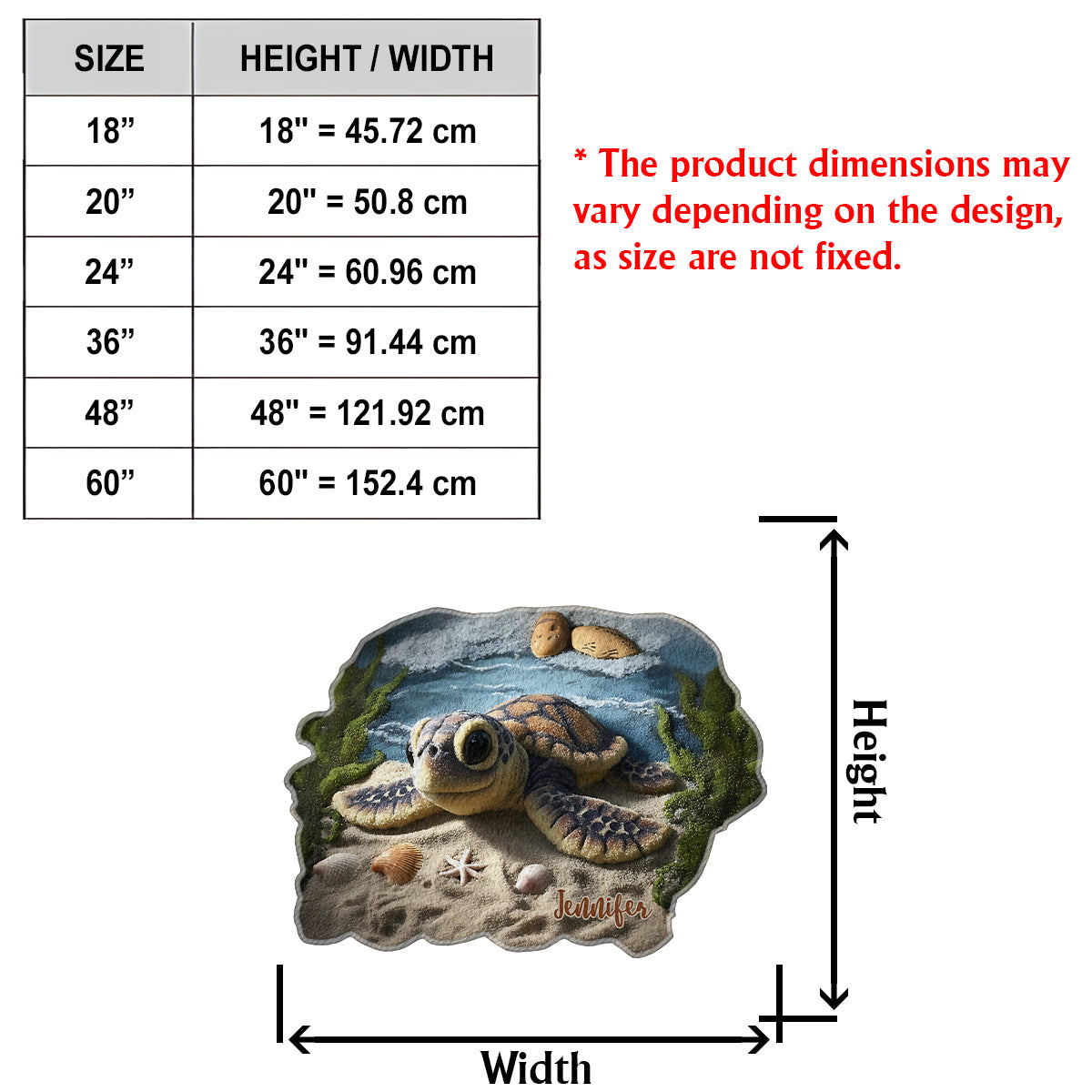 Sea You Soon - Personalized Turtle Non-Slip Tufted Rug