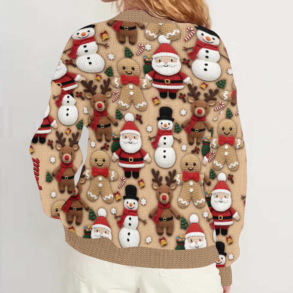 Christmas Gingerbread Santa - Personalized Christmas Cardigan Sweater