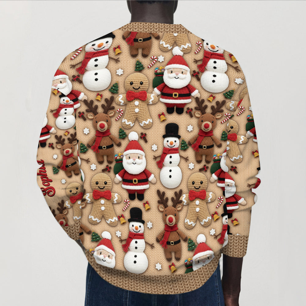 Christmas Gingerbread Santa - Personalized Christmas Cardigan Sweater