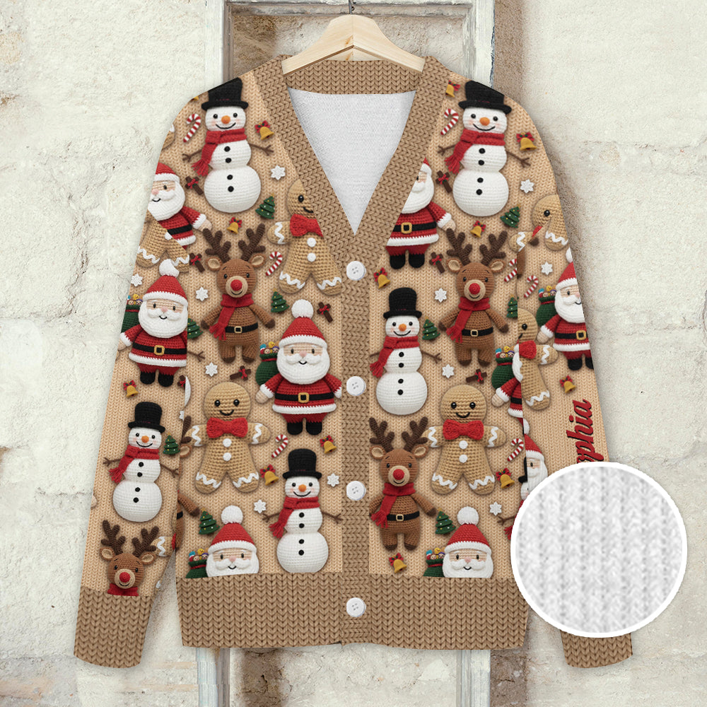 Christmas Gingerbread Santa - Personalized Christmas Cardigan Sweater