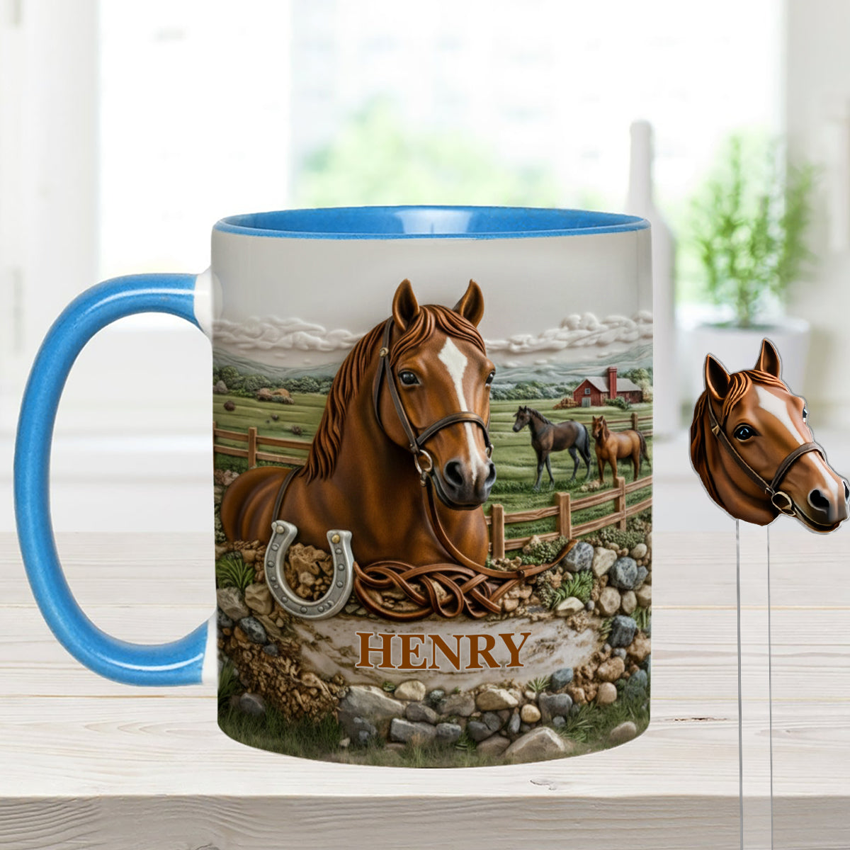 Horse Lover Gift - Personalized Horse Set Accent Mug with Acrylic Stirres