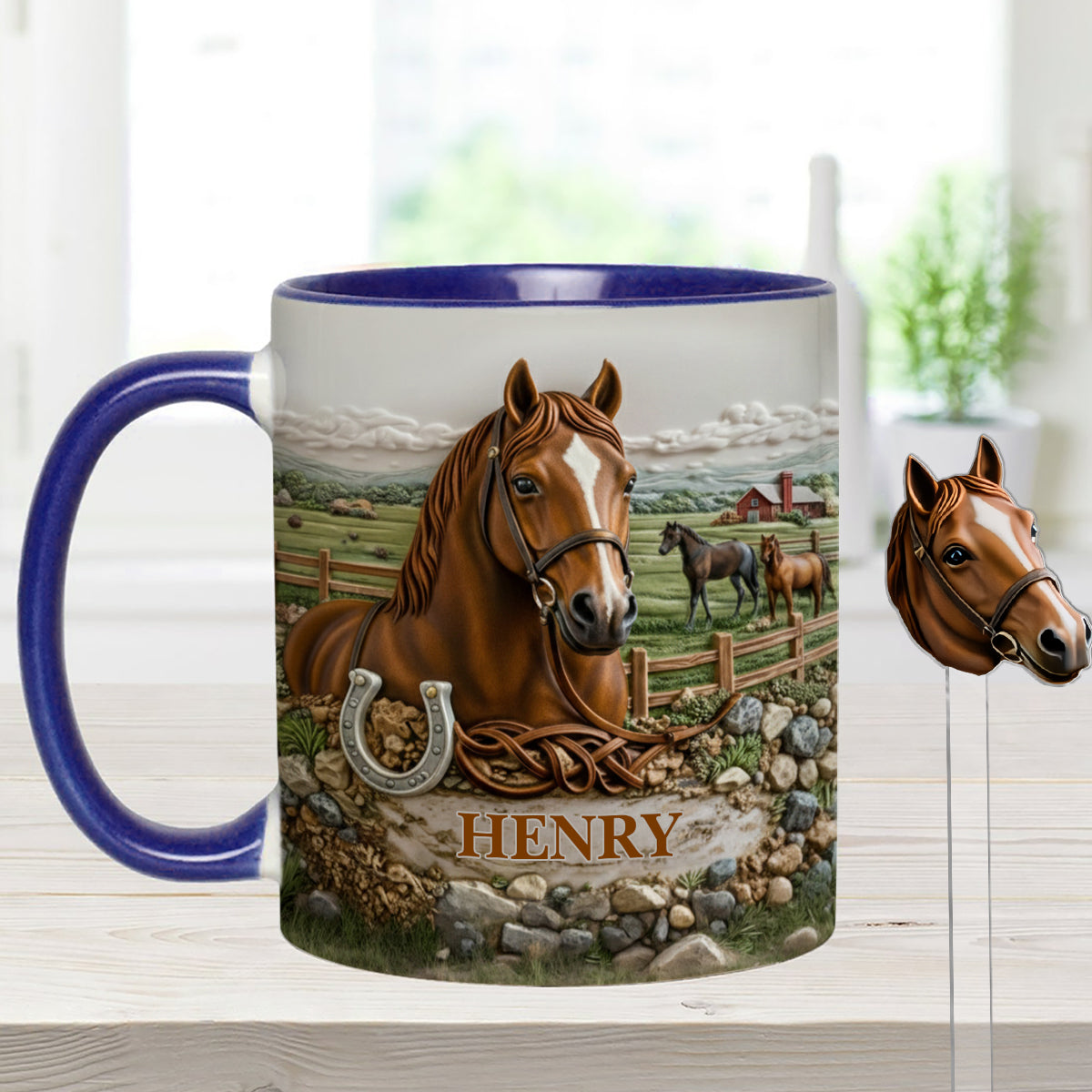 Horse Lover Gift - Personalized Horse Set Accent Mug with Acrylic Stirres