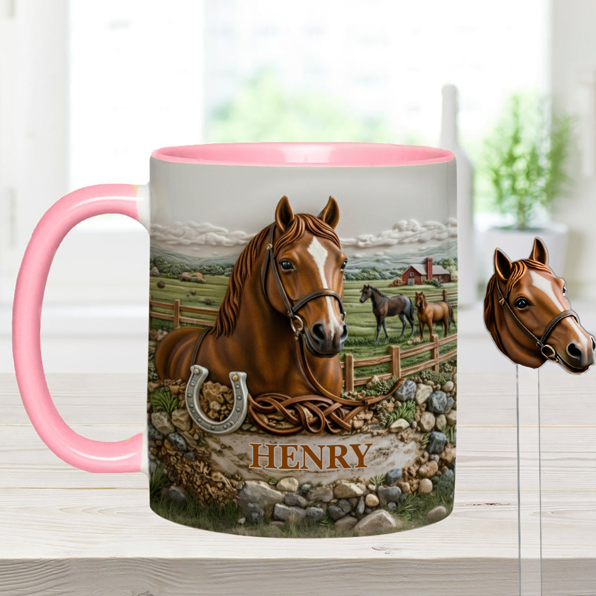 Horse Lover Gift - Personalized Horse Set Accent Mug with Acrylic Stirres